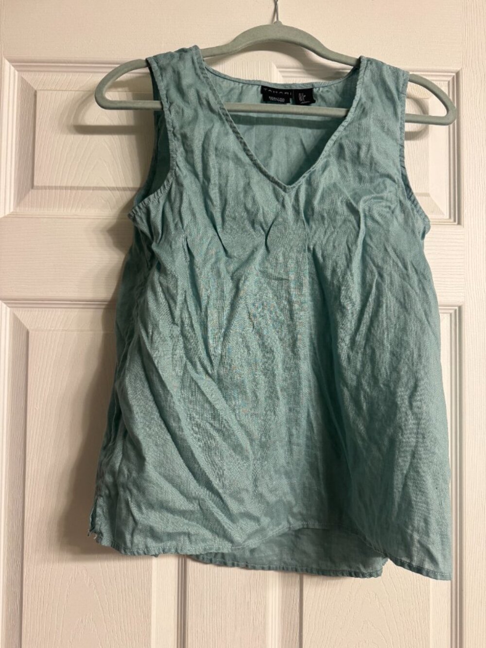 100% Linen Teal Tahari Top Size S